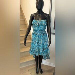 4/$20 Blue Floral Strapless Dress
